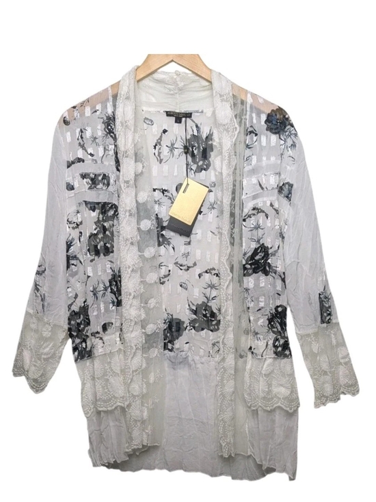 Alberto Makali Jackets & Blazers - Alberto Makali Lightweight White Black Floral Lace Kimono Cardigan